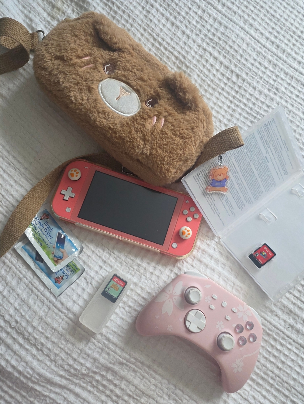 Nintendo Switch Lite Coral Bundle Animal Crossing + Mario Odyssey Cozy Gamer Set